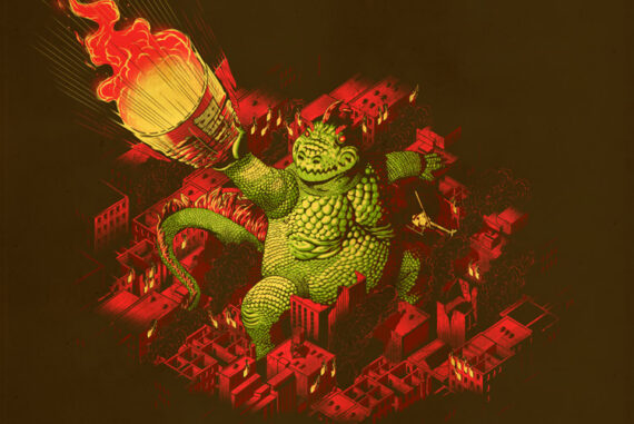Godzilla deteniendo un proyectil